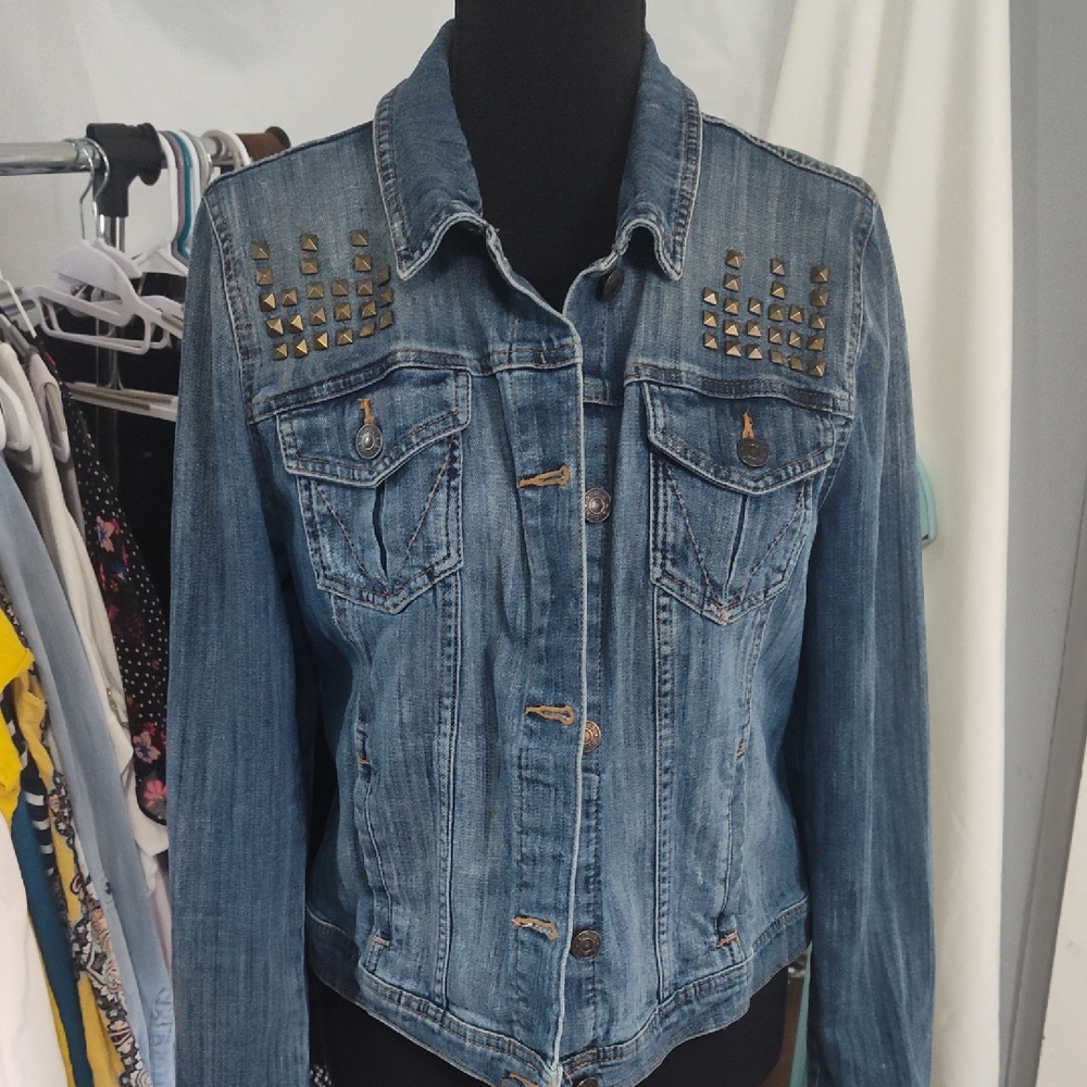 a.n.a Blue Studded Jean Jacket